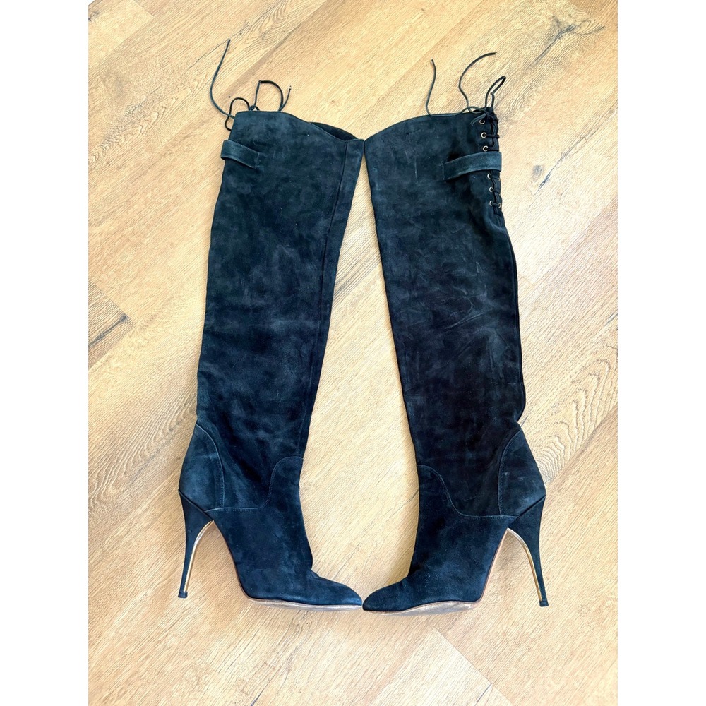 Chloe FW 2009 Size 40 Black Suede Over Knee Thigh High Stiletto Boots Size 9 9.5 - Picture 7 of 8